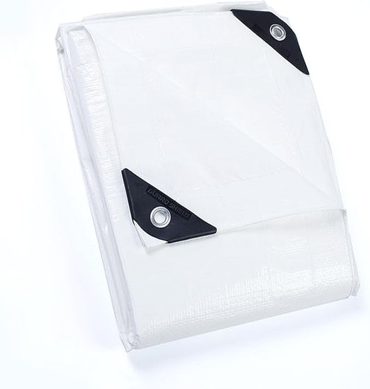 GUARD SHIELD Tarp White 12x12 Feet Multi Purpose Waterproof Poly Tarp Cover 5mil