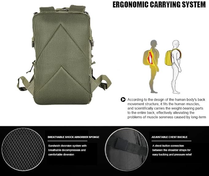 12L Small Backpack Day Pack - Mini Tactical Backpacks Military Daypack Molle Bag Rucksack Bug Out Bag for Hiking Camping Trekking (Green)