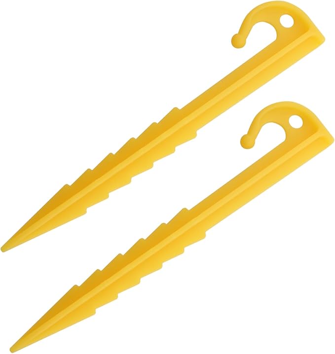 14PCS 145mm Yellow Camping Windproof Tent Pegs Plastic Sawtooth Edge Garden Landscape Stakes for Securing Pet Enclosures