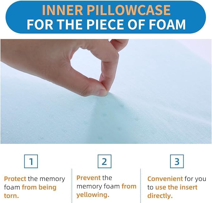 LOFE Adjustable Memory Foam Pillow's One Layer - 1 Height 2'' Insert for Cervical Pillow for Neck Pain Relief, CertiPUR-US Memory Foam Piece, Ultra Thin Pillow for Stomach Sleeper, Blue, Ultra Soft