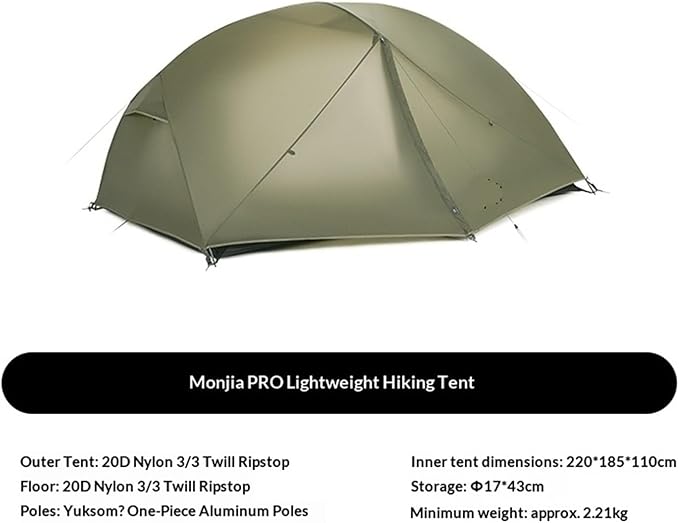 Hiking Tent 1/2/3 Person - 20D Nylon Waterproof Ultralight Outdoor Camping Trekking Backpacking Shelter