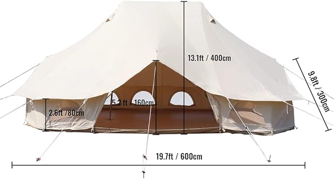 GeRRiT 8-12 People Bell Tent Canvas Yurt Tents Canvas Tent Beige for Camping Family Tent for Activities Weddings