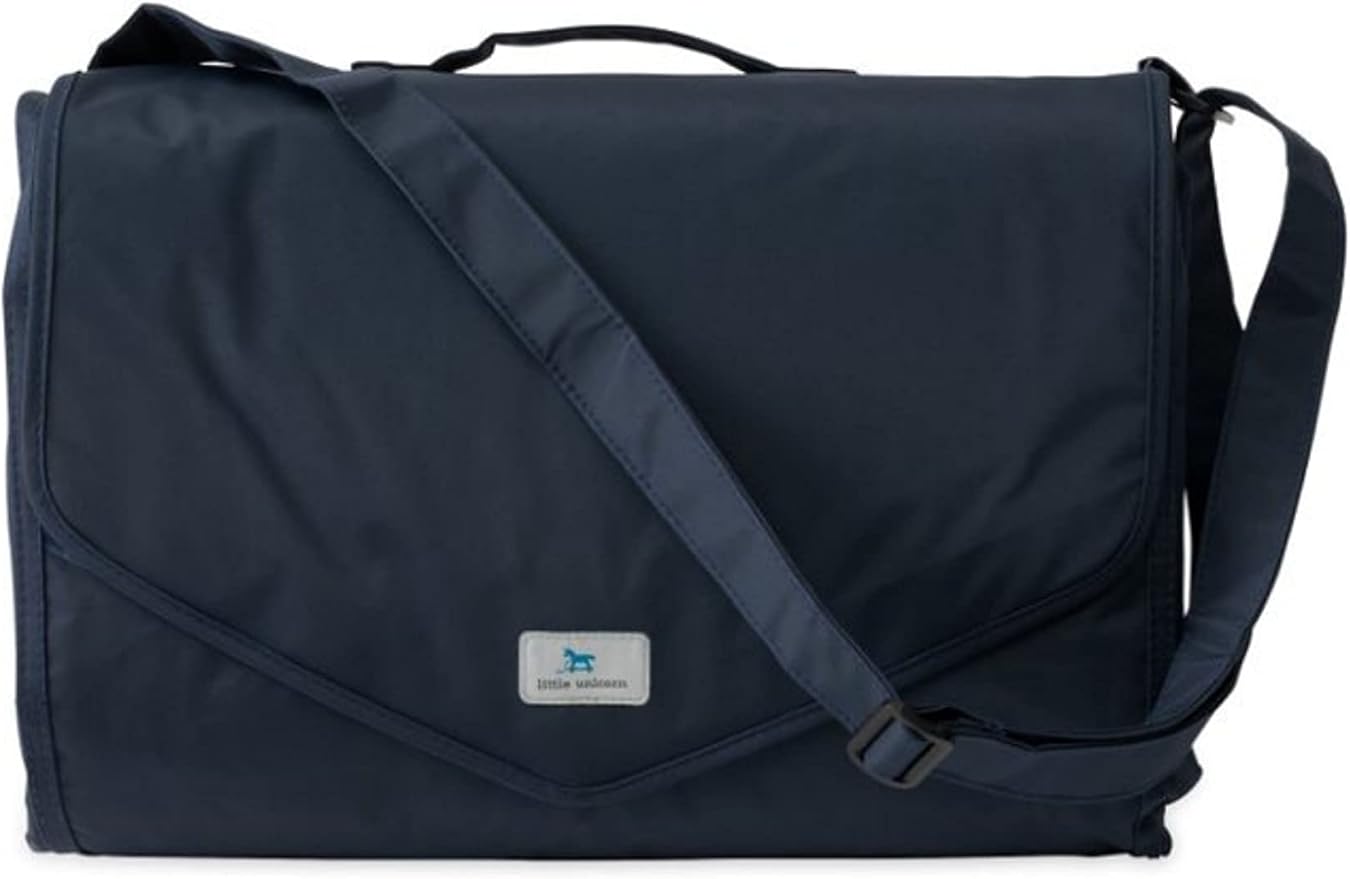 Little Unicorn 5'x7' Outdoor Family Picnic & Beach Blanket | Durable & Water-Resistant Fabric | Compact Fold & Easily Wipes Clean | Zipper Pocket (Navy Plaid)