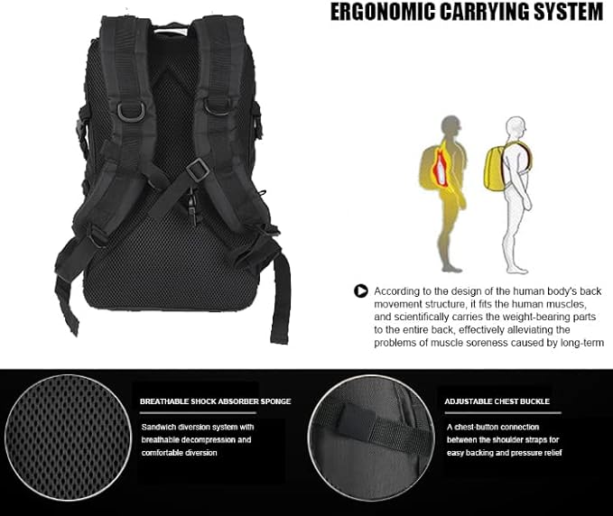 12L Small Backpack Day Pack - Mini Tactical Backpacks Military Daypack Molle Bag Rucksack Bug Out Bag for Hiking (Black)
