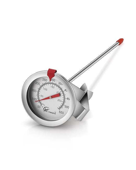 KT THERMO Candy/Deep Fry Thermometer with Instant Read,Oil Thermometer,8" Stainless Steel Stem Meat Cooking Thermometer,Best for Turkey,BBQ,Grill