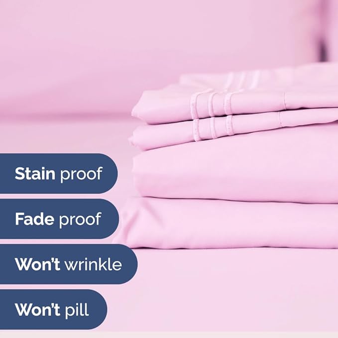 Full XL Bed Sheet - 4 Piece Full XL Bed Sheets Set - Soft, Breathable & Cooling - Hotel Luxury Bedding for Women, Men, Kids, Teens, Boys & Girls - Deep Pockets, Comfy, Fade & Wrinkle Free - Light Pink