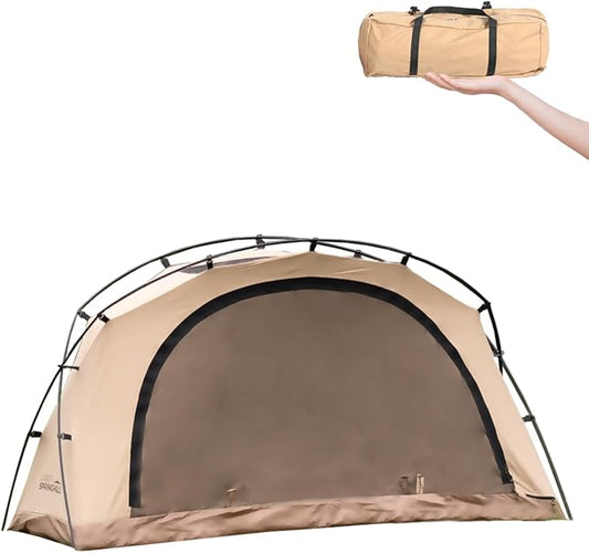Penglai 1 Person Backpacking Tent - Portable Lightweight Camping Tent 210G TC Cotton, Compact for Traveling & Hiking（Sand）