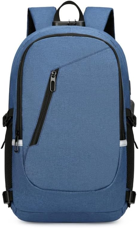New casual backpacks with large-capacity travel anti-theft locks for both men and women (blue)