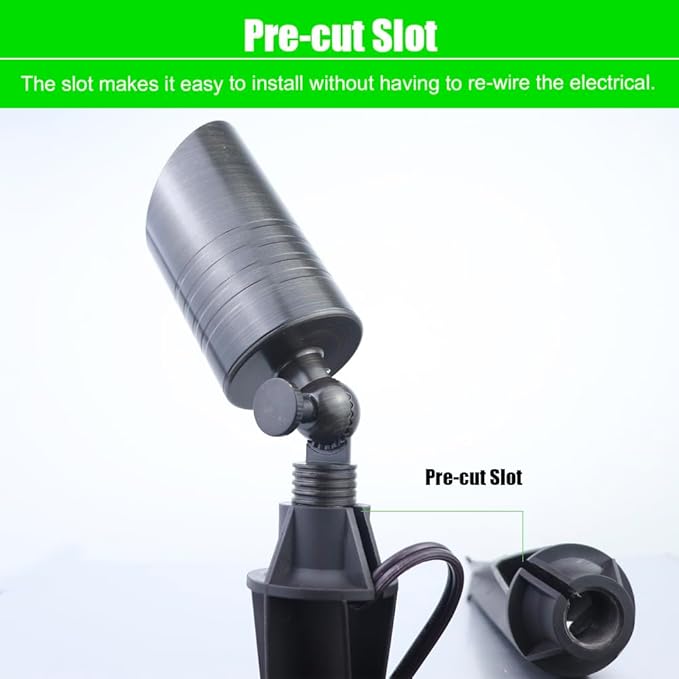 Landscape Lighting Stakes, 1/2 NPT Female Thread, 8.6 Inch Solid Plastic Spikes,Corrosion Resistant Replacement Spikes for Outdoor Garden Yard Path Lights, Spotlights 4-Pack