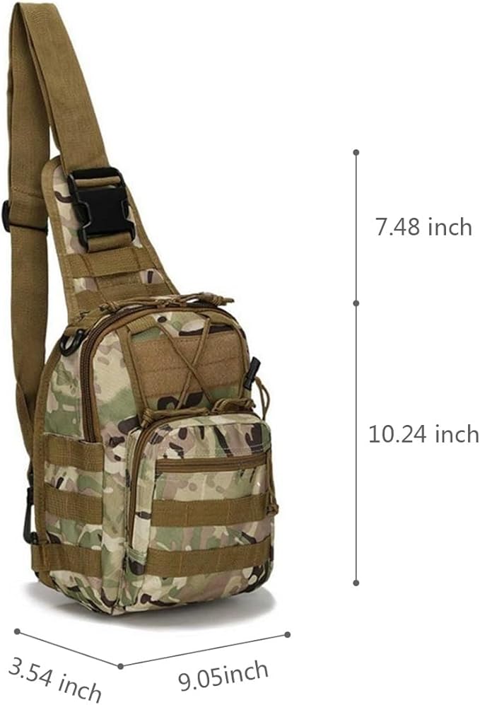Viriber Tactical Backpack, Waterproof Military Cross-body Molle Sling Shoulder Backpack Chest Bag for Outdoor Every Day Carry CP