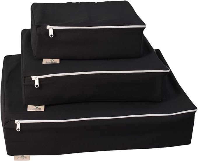 Packing Cubes Bag Pure Canvas Travel Organizers (13"x10"x3") with Durable YKK Zippers for Clothes, Shoes & Luggage Storage (Set of 3 (Medium), Black)
