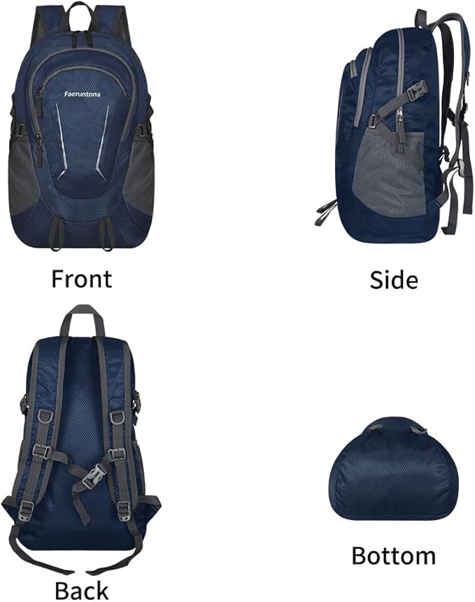 30L Large capacity Lightweight Packable Foldable Backpack，women and men Hiking backpack，Outdoors Travel Backpack (Navy Blue)