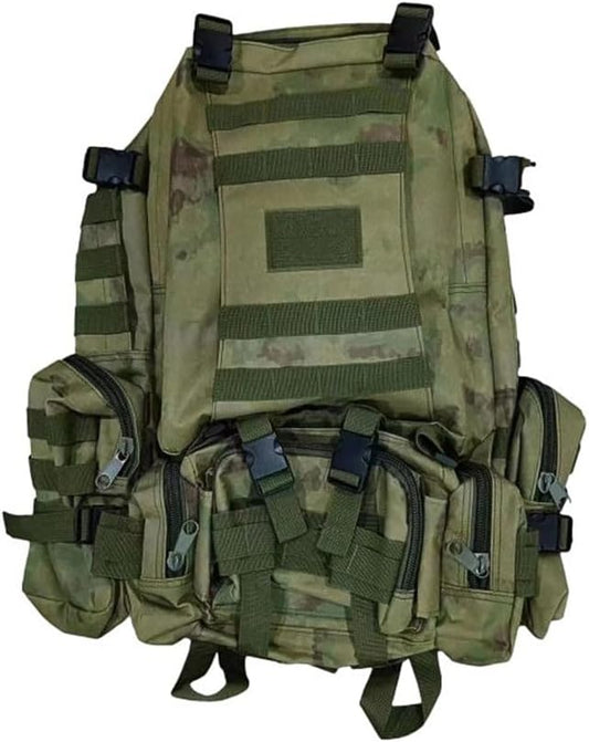 Tactical Backpack Military Army Rucksack 60L Large Assault Pack Camping Detachable Molle Bag (Ruins Green)