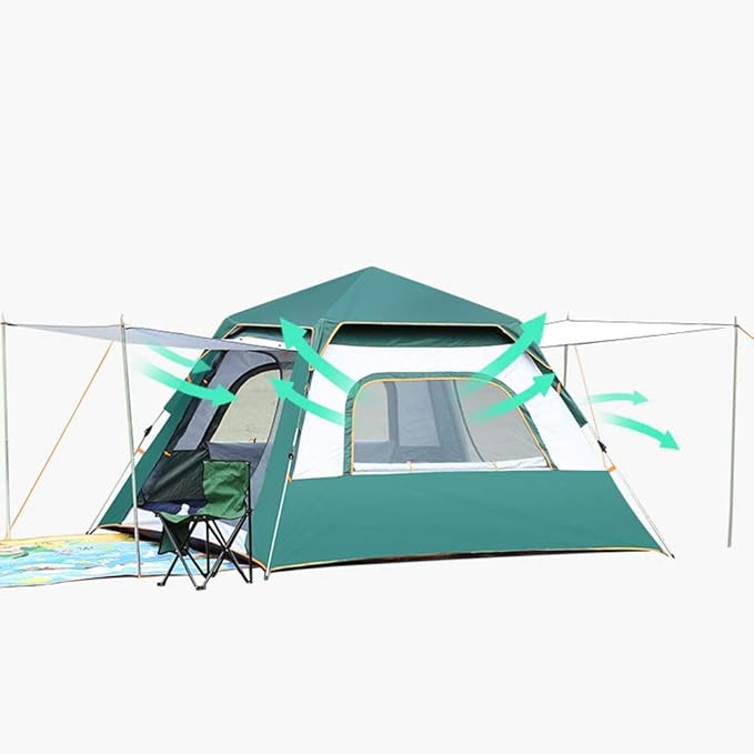 GeRRiT Full Waterproof Holiday Family Tent for 3-4 Persons, Pop Up Tent Waterproof Sun Shade Anti UV for Beach/Hiking/Backpacking/Fishing Instant 4 Season Sun Shelter, Orange