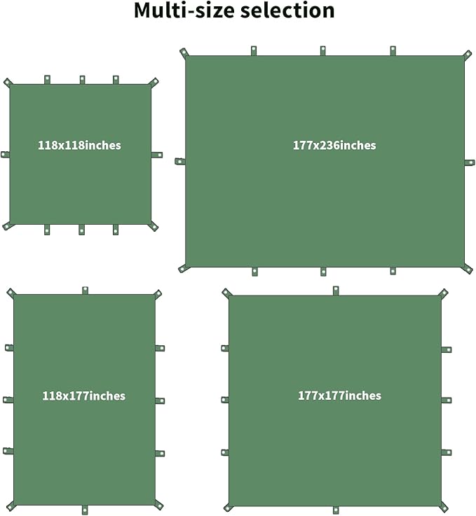Wind Tour Portable Multifunctional Tent Footprint Traveling Awning Backpacking Tarp Rain Fly Tarp Tent Waterproof Shelter Outdoor Camping Tarp Sun Shelter for Hiking, Beach (Green-177×177 in), Blue