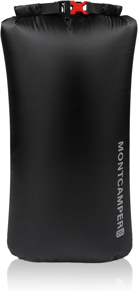 CORDURA Waterproof Dry Bag 20L – Heavy Duty IPX6 Roll Top Sack with Survival Whistle for Kayaking, Camping, Boating, Beach – Lightweight Dry Backpack (Black)