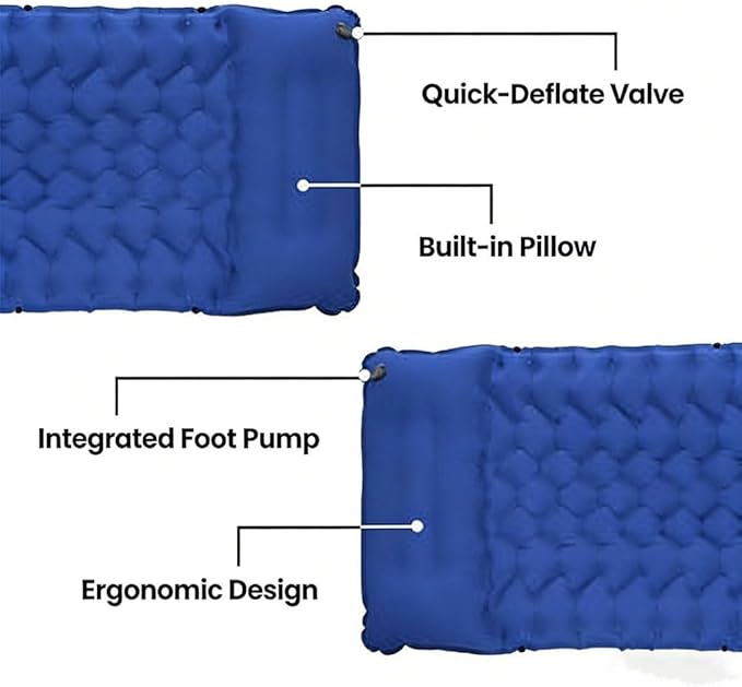Lounge Mat - Your Portable Chill Zone Thick Memory Foam Sleeping Pad for Outdoor Camping Self Inflating Air Mattress with Pump Folding Backpacking Bed Mat Hiking Essentials Gear(Green)