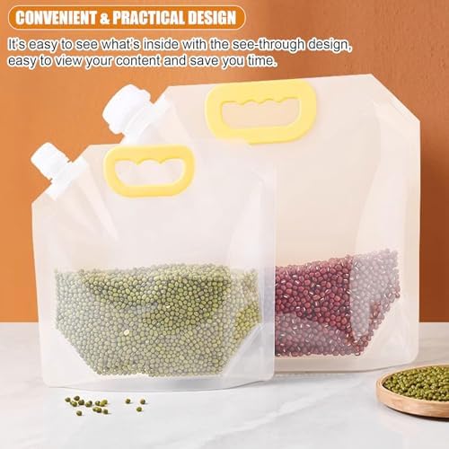 【15 Pack】 Food Stora Bags Grain Moisture-Proof Sealed Bags Stand Up Packaging Pouches Lar Reusable Sealed Bag with Handle and Cap BPA Free,16.7"x14"