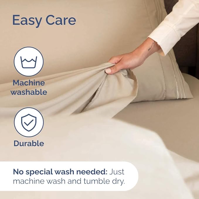 Full XL Bed Sheet - 4 Piece Full XL Bed Sheets Set - Soft, Breathable & Cooling - Hotel Luxury Bedding for Women, Men, Kids, Teens, Boys & Girls - Deep Pockets, Comfy, Fade and Wrinkle Free - Cream