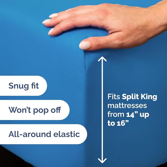 Flex Top Split Head King 4 Piece Sheet Set - Comfy Breathable & Cooling Bed Sheets Set - Hotel Luxury Bedding for Women, Men, Kids, Teens, Boys & Girls - Deep Pockets, Soft and Oeko-Tex - Royal Blue