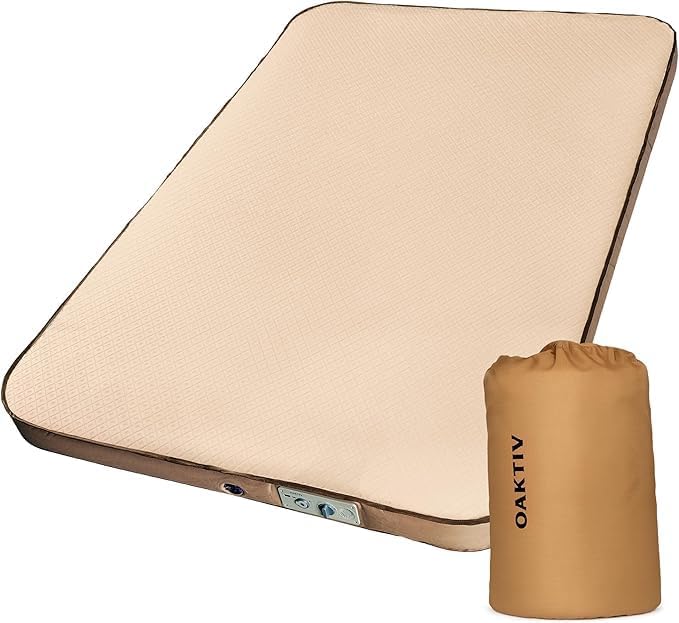 WanderMate - Self-Inflating Camping Sleeping Pad - Queen-Sized Inflatable Camping Mattress for Car, Backpacking, and Tent - Durable 4-Inch Memory Foam and Air Support - Cordless 2,500mAh Pump