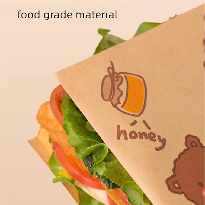 XZJMY 150 Pcs Brown Kraft Paper Sandwich Bags, 7x7" Flat, Recyclable, Non-Stick, Greaseproof, Disposable