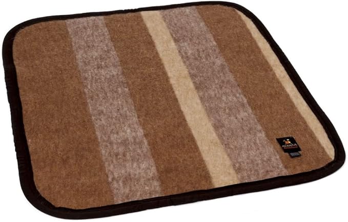 Alpaca Warehouse Alpaca Sheep Wool Blanket Pet Size Comfortably Warm - Perfect for Cats and Small Dogs - Striped Design (Beige/Soft Camel/Soft Brown, Pet Size)