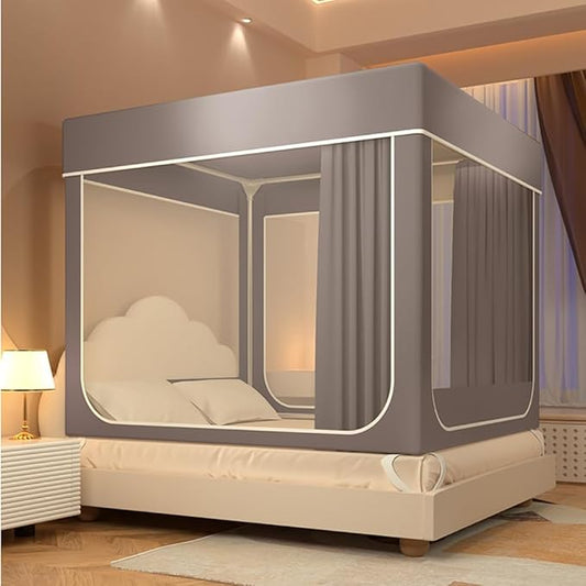 Mosquito Net for Bed 2024 Summer Blackout Dustproof Household Bed Curtain, Portable Encrypted Anti-fall Bed Canopy, Ideal for Bedroom Decorative(Gray,47.2x78.7in)