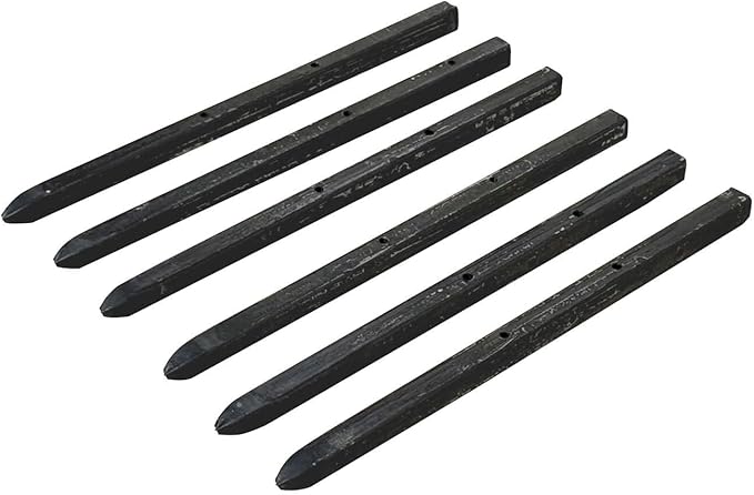 Sandbaggy Square Steel Concrete Form Stakes with Nail Holes - 5/8" Wide - Rust Resistant Coating - Removable, Reusable - Construction Grade Stakes (12 inch, 50)