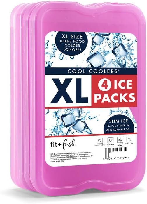 Cool Coolers by Fit + Fresh Slim Compact Reusable XL Ice Pack, Perfect for Lunch Boxes, Coolers, and Beach Bags