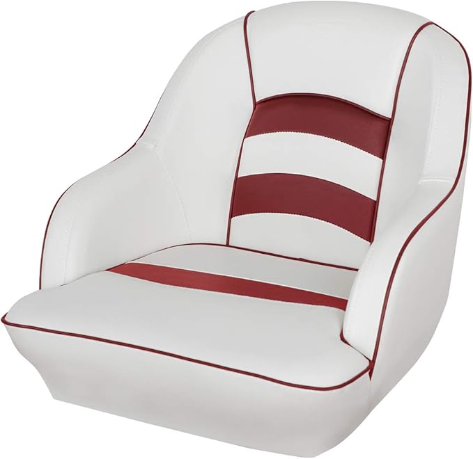 Bucket Pontoon Boat Seat (White/Red)