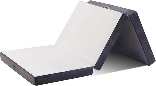 Folding Foam Mattress 4 Inches Foldable Floor Mattresses with Collapsible and Washable Cover, Portbale Travel Mat Tri-fold Guest Mattress Camping Sofa Bed
