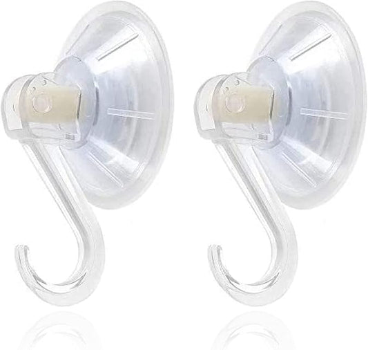 1st Choice Clear Plastic Suction Cup Hooks, 2 Pack Ultra Heavy Duty Power Lock Vacuum Traceless Smooth Waterproof Oil-Proof Wall Shower Kitchen Window Bathroom Holder