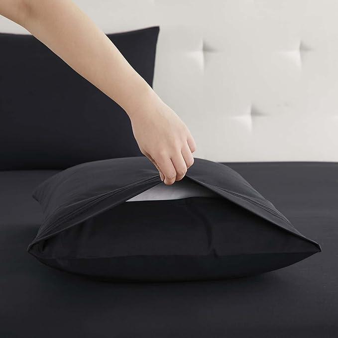 Clara Clark Queen Sheets, 6 Piece Set - Hotel Luxury Sheets for Queen Size Bed, Super Soft Bedding Set, Black