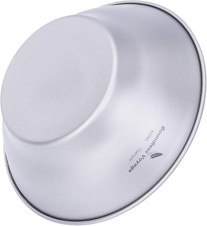 iBasingo 600ml Titanium Bowl Ultralight Tableware Single-Walled Rice Salad Bowl Small Gym Fitness Bowl Outdoor Camping Dinnerware Potable Stackable Kitchen Utensils Ti1106T