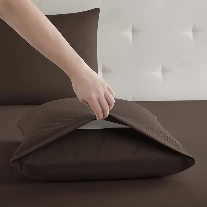 Clara Clark Twin XL Sheets, 5 Piece Set - Hotel Luxury Bed Sheets, Super Soft Bedding Set, Twin XL Size, Chocolate Brown