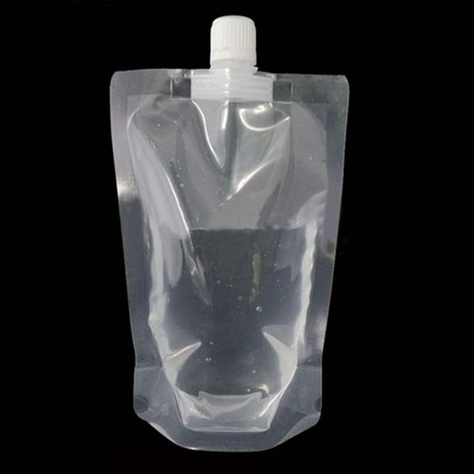Just E Joy 100x Drink Pouches Disposable Plastic Drinking Flasks Packaging Bag w/Rotating Nozzle Hand-held Clear Smoothie Bags for Juice Milk Brewing Beer Storaging Liquid