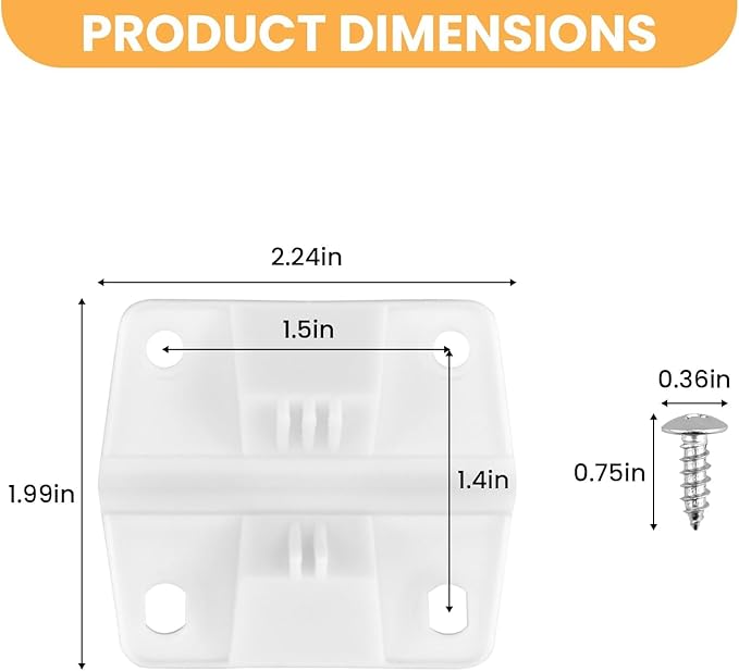Aifeier ET 4Pcs Cooler Plastic Hinge Replacement Set, Ice Chest Hinges and Screws Kit, Compatible with 5253 6262 6270 Cooler Hinges Replacement - White
