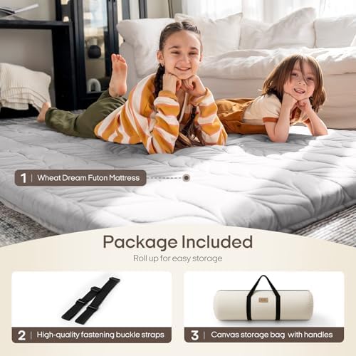 ZonLi Japanese Floor Mattress Futon Mattress Twin Size, 6" Thicken Roll Up Tatami Mat 100% Cotton Washable Cover, Portable & Foldable Floor Bed Mattress for Sleeping, Dormitory, Adult Kids, Grey