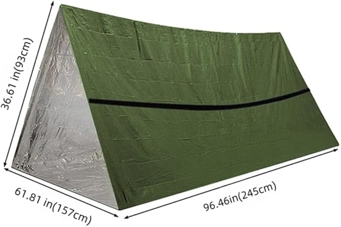 Emergency Survival Tent. 2-Person Tube Shelter Waterproof & Windproof Reusable Thermal Blanket Compact,Lightweight Includes SOS Whistle Perfect for Camping, Hiking, and Emergencies.