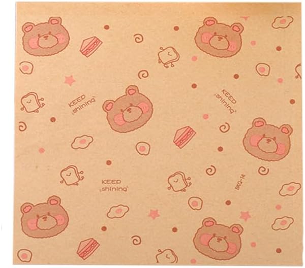 Paper Hamburger Bags 7 × 7 "50pcs, Food-Grade Oil-Proof Triangular Snack And Pastry Bags, Recyclable Packaging, Doughnut Sandwich Bread Food Packaging (Greedy Bear)