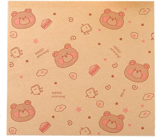 Paper Hamburger Bags 7 × 7 "50pcs, Food-Grade Oil-Proof Triangular Snack And Pastry Bags, Recyclable Packaging, Doughnut Sandwich Bread Food Packaging (Greedy Bear)