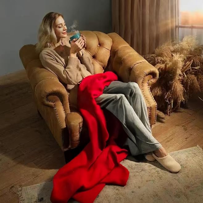 CAI TENG Fleece Throw Blankets Bulk Soft Lightweight Solid Warm Kids Blanket Cozy Christmas Fleece Blanket for Couch Bed Travel Wedding Gifts Outdoor 6 Pack Red 50 x 60 inch