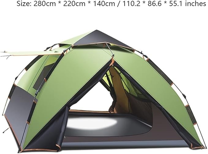 YYDS Tents for Camping Hydraulic Automatic Double Deck Tent Thicken Anti-Storm Camping Outdoor Tents Four Seasons Mountaineering Beach 3-4 Person Camping Tents (Color : Fruit Green)