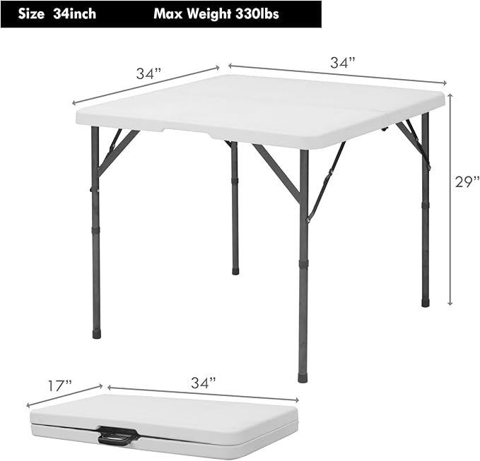Small White Table, Foldable Table with Foldable, Easy to Carry, for Family Gatherings, Outdoor Gatherings, Indoor