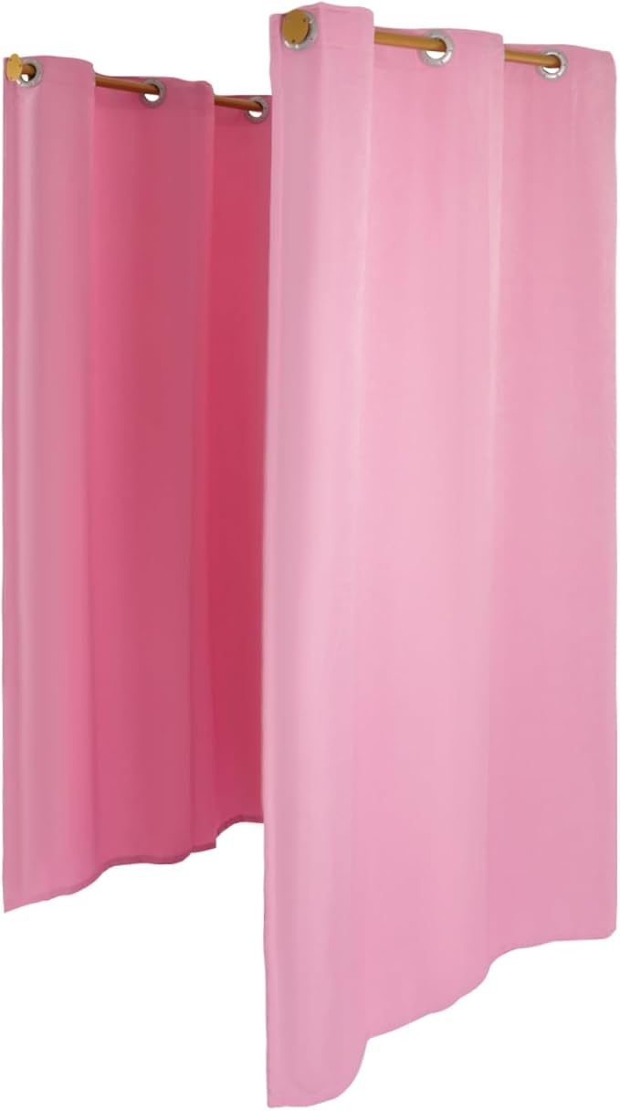 Clothing Store Fitting Room, Clothing Store Dressing Room, F-Shaped Room Privacy Protection Changing Room Divider, Dressing Room Fitting Room for Boutique, Curtain Room Divider (F-Shaped-Pink)