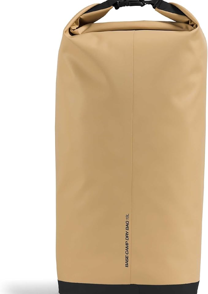 The North Face Base Camp Dry Bag - Roll-Top Waterproof Stuff Sack, Ideal for Camping Gear & Kayak Accessories, Khaki Stone/TNF Black, 18 Liters