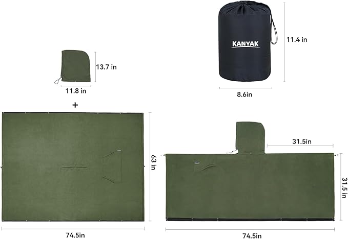 Fleece Camping Blanket, Large Poncho Wearable Blankets, Soft, Warm & Cozy, Lightweight, Portable, 74.5 in * 63 in, for Outdoors, Stadium, Concerts, Travel, Sports, Hiking, Beach, Sofa, Festival