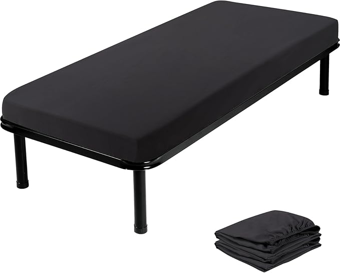 Cot Sheets 31" x 75" Cot Size Sheet Fitted for Narrow Twin Mattress/RVs Bunk/Guest Beds/Army Cots/Trifold Mattress/Travel Size Mattress, Ultra Soft & Breathable Camper RV Bunk Bed Sheets, Black