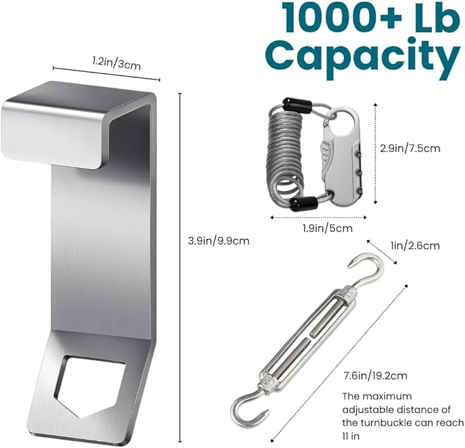 2-Pack Cooler Lock Bracket with Retractable Cable & Turnbuckle - Heavy Duty Stainless Steel Security Kit for Yeti/RTIC Tundra/Hopper Series Coolers